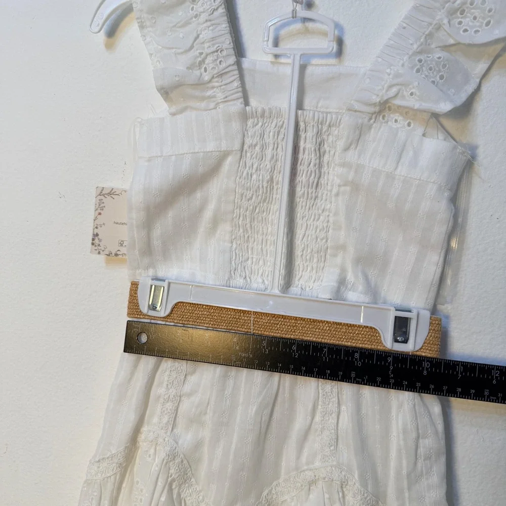 Haute Hippie Style Girls White Eyelet 2-Piece Crop Top and Skirt Set with Belt